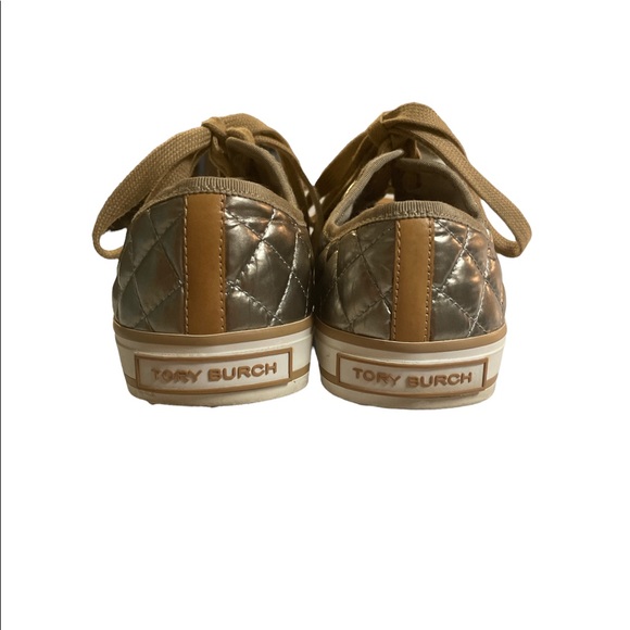 Womens Tory Burch Metallic Gold Caspe Quilted Sneaker shoes - size 8.5 - Picture 4 of 7